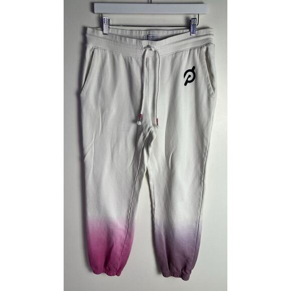PELOTON Ombre Cotton Jogger Medium White Pink Pants Sweatpants Lounge Workout - Picture 2 of 10